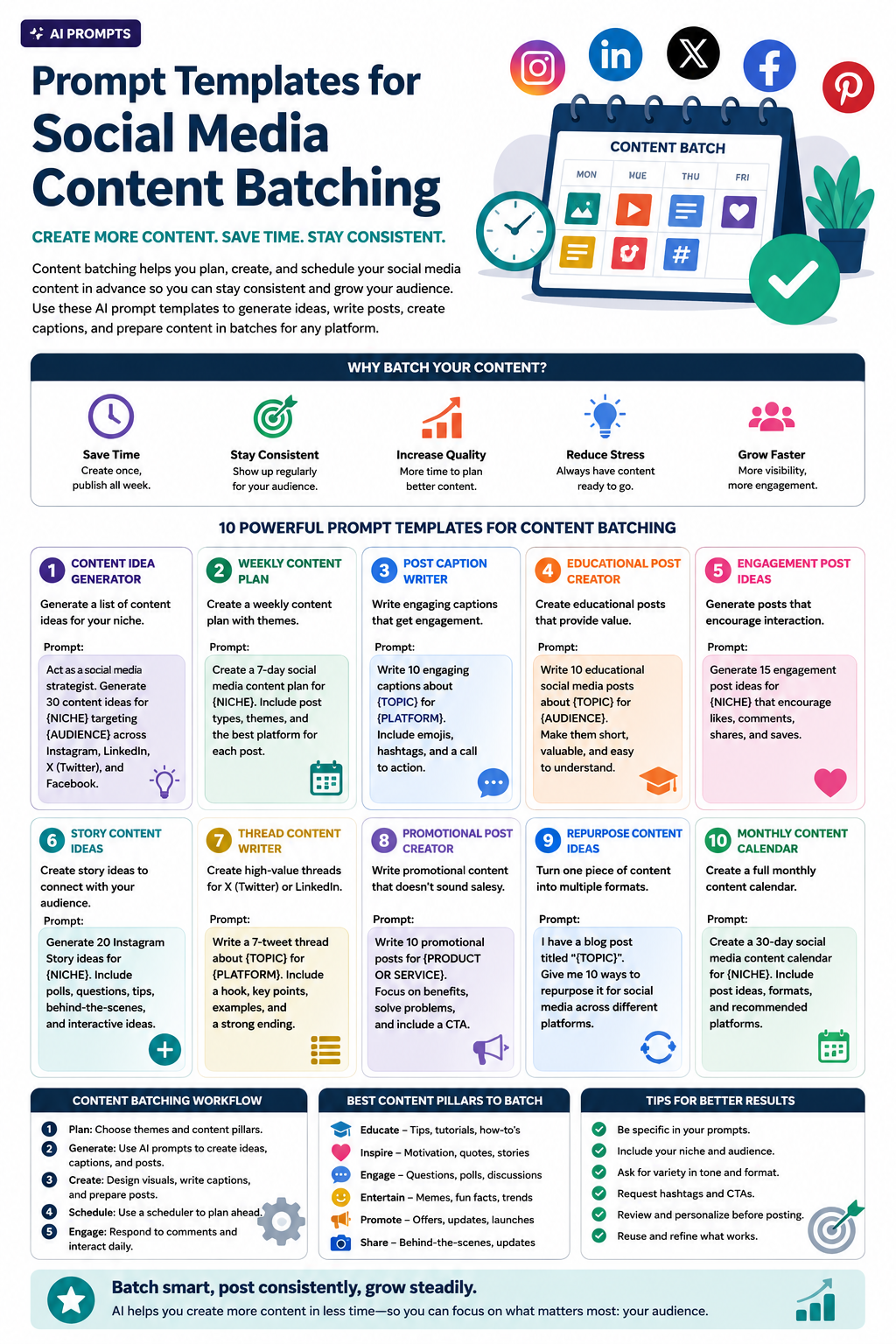 Prompt Templates for Social Media Content Batching